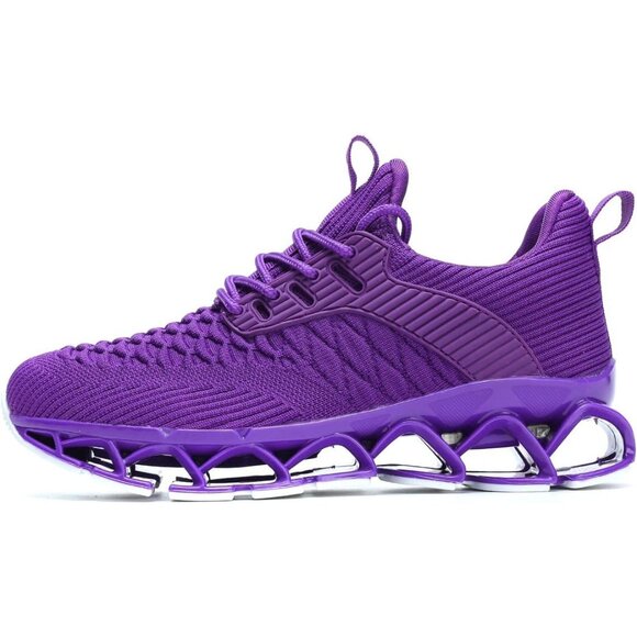 Women Purple Slip-On Walking Running Shoes Blade Sneakers Non-Slip Comfort Shoes - Picture 4 of 8